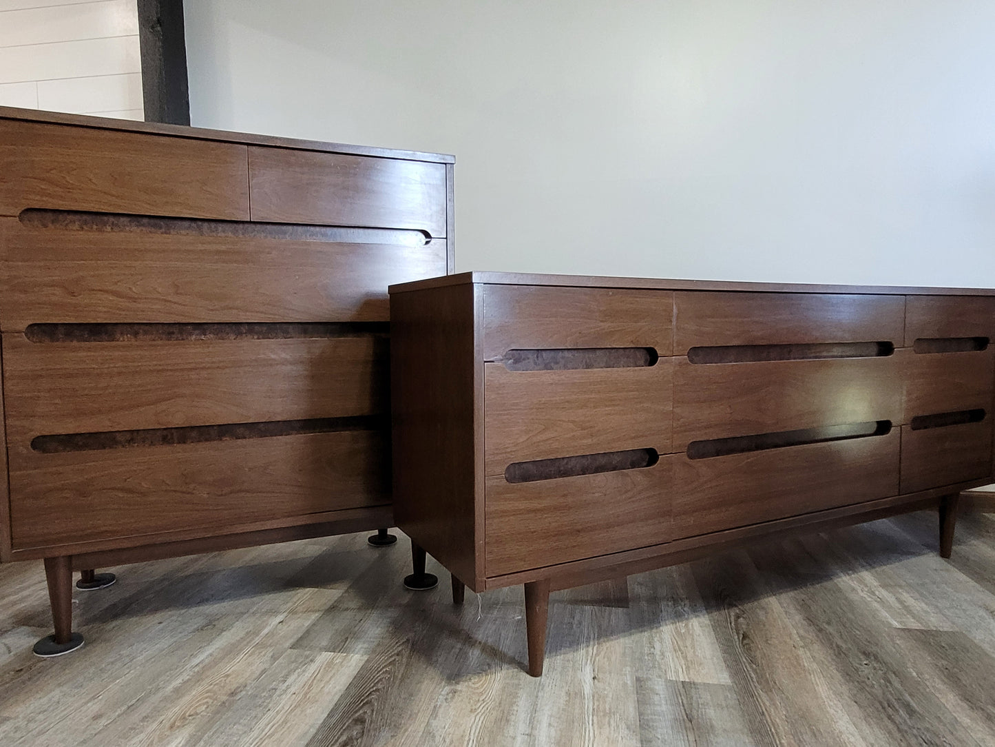MCM Kroehler Dark Walnut Dresser Set