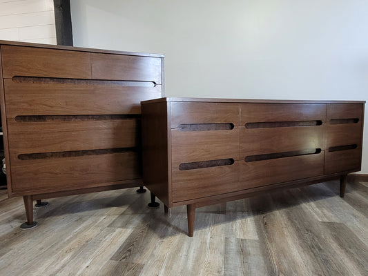 MCM Kroehler Dark Walnut Dresser Set